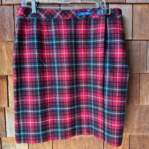 NEW Pendleton Tartan Tidings Red Black Plaid Wool Pencil Skirt USA Made Size14